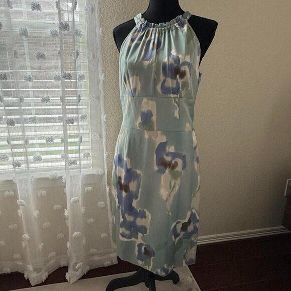 Ann Taylor  Multicolor Silk Strappy Sleeveless Dress Wedding Summer size 8 - Picture 1 of 15